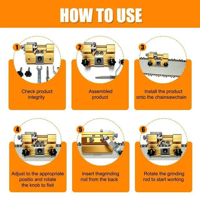 Alt view image 7 of 7 - Klam Pero Chain Sharpener,Chain Saw Sharpener Tool,Chainsaw Sharpener,Portable Hand Crank Chainsaw Chain Sharpener Set,Portable Household Hardware Tool for Chain Sharpening
