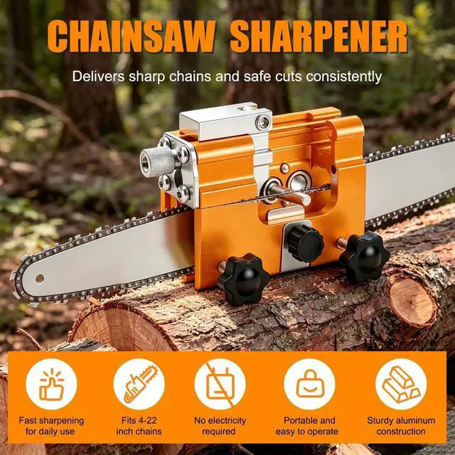 Alt view image 4 of 7 - Klam Pero Chain Sharpener,Chain Saw Sharpener Tool,Chainsaw Sharpener,Portable Hand Crank Chainsaw Chain Sharpener Set,Portable Household Hardware Tool for Chain Sharpening