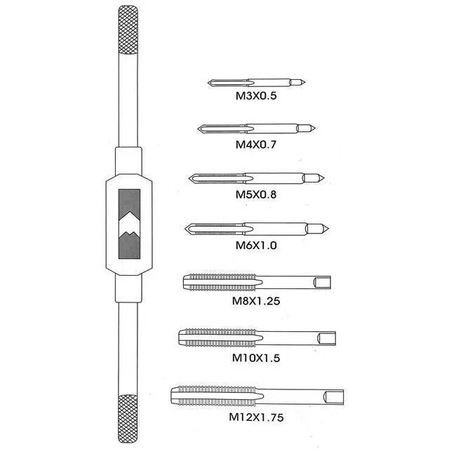 Alt view image 5 of 5 - 8Pcs Tap Wrench Set, Metric Tap Set M3 M4 M5 M6 M8 M10 M12
