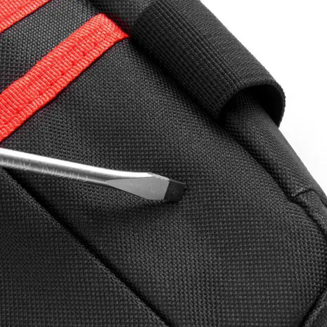 Alt view image 6 of 7 - Small Tool Pouch with Belt Clip, Tool Belt, Collapsible Tool Tote, Electrician Tool Pouch, Tool Belts for Men, Utility Pouch with Adjustable Belt for Electrician,Carpenter,Construction (Red)