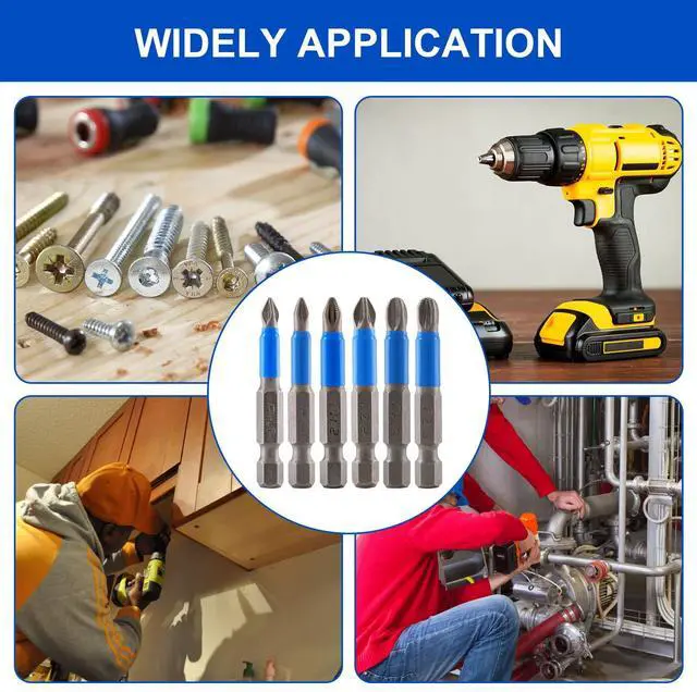 Alt view image 6 of 7 - 12 Pcs Magnetic Anti-Slip Screwdriver Bits Set, PH1 PH2 PH3 PZ1 PZ2 PZ3, Impact Driver Bit Set 1/4 Inch Hex Shank Phillips Screw Head Screwdriver Bits