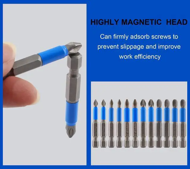 Alt view image 3 of 7 - 12 Pcs Magnetic Anti-Slip Screwdriver Bits Set, PH1 PH2 PH3 PZ1 PZ2 PZ3, Impact Driver Bit Set 1/4 Inch Hex Shank Phillips Screw Head Screwdriver Bits