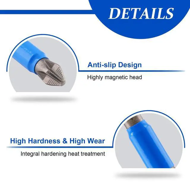 Alt view image 4 of 7 - 12 Pcs Magnetic Anti-Slip Screwdriver Bits Set, PH1 PH2 PH3 PZ1 PZ2 PZ3, Impact Driver Bit Set 1/4 Inch Hex Shank Phillips Screw Head Screwdriver Bits