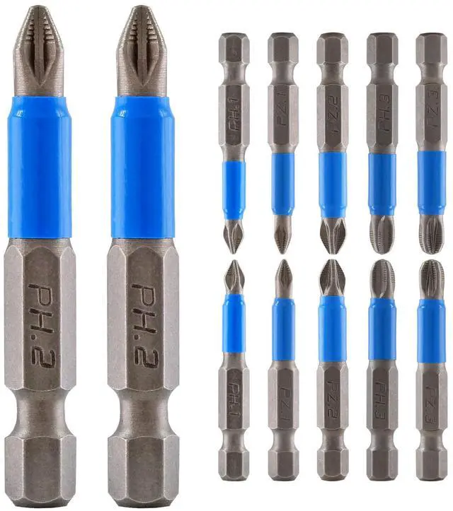 Alt view image 7 of 7 - 12 Pcs Magnetic Anti-Slip Screwdriver Bits Set, PH1 PH2 PH3 PZ1 PZ2 PZ3, Impact Driver Bit Set 1/4 Inch Hex Shank Phillips Screw Head Screwdriver Bits