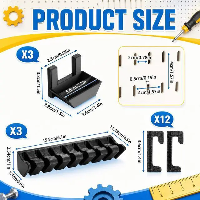 Alt view image 2 of 6 - 6 Pcs 2 Style Pegboard Screwdriver Holders Plastic Pegboard Plier Holders Peg Board Screwdriver Household Tools Organizer Racks for Kitchen, Workbench, Garages, Shops, Hanging Plier (Black)