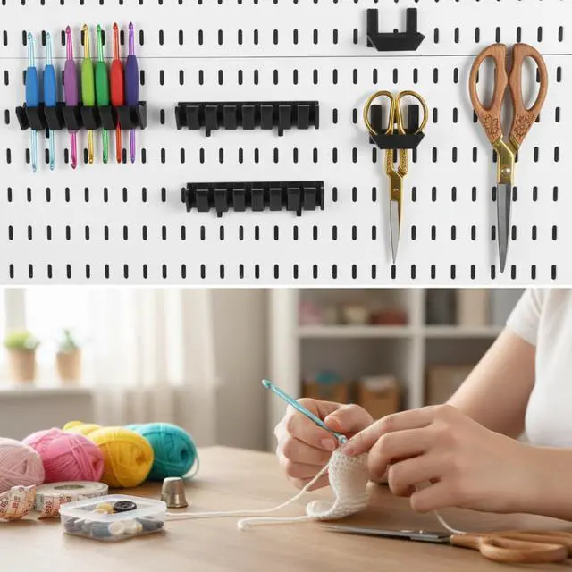 Alt view image 4 of 6 - 6 Pcs 2 Style Pegboard Screwdriver Holders Plastic Pegboard Plier Holders Peg Board Screwdriver Household Tools Organizer Racks for Kitchen, Workbench, Garages, Shops, Hanging Plier (Black)