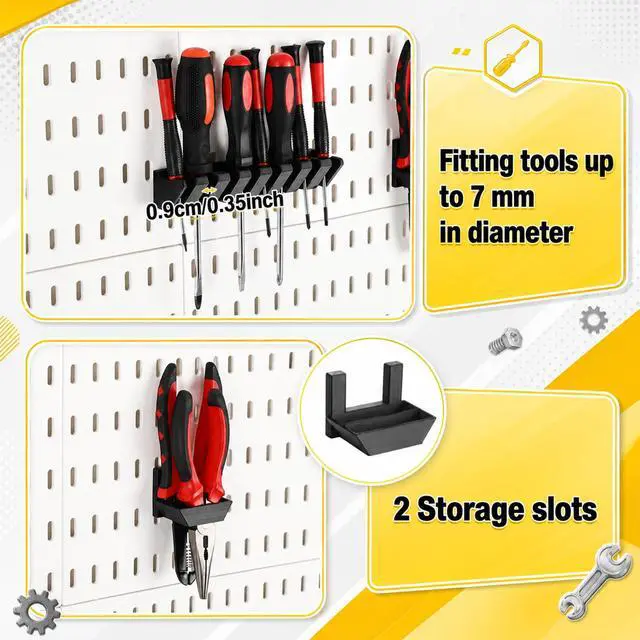 Alt view image 5 of 6 - 6 Pcs 2 Style Pegboard Screwdriver Holders Plastic Pegboard Plier Holders Peg Board Screwdriver Household Tools Organizer Racks for Kitchen, Workbench, Garages, Shops, Hanging Plier (Black)