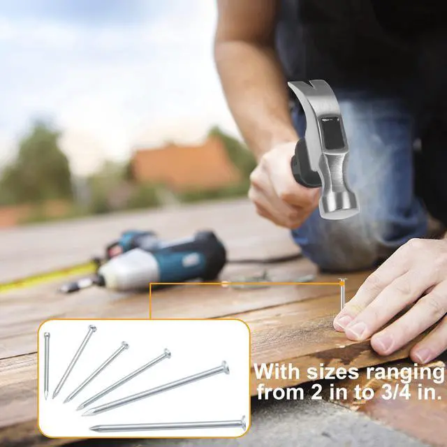 Alt view image 6 of 7 - 700pcs Hardware Nails for Hanging Pictures, Up to 2"-Long Finish Nails Assortment Kit for Wall Art Decor, 640 Frame Nails and 60 Small Finishing Nails for Drywall Wood - Silver Picture Hangers