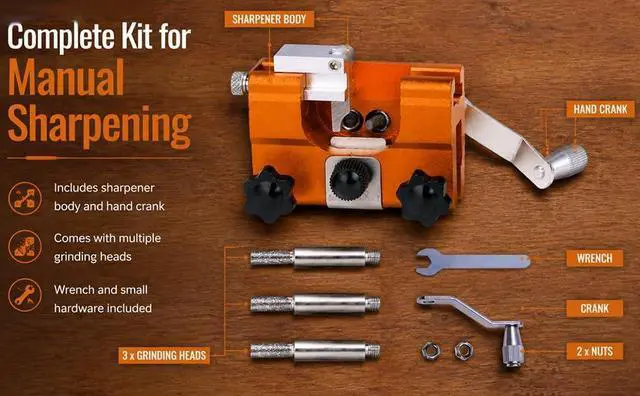 Alt view image 5 of 7 - Hand Crank Chain Saw Sharpener Tool, Chain Saw Sharpener Tool, Portable Hand Crank Chainsaw Chain Sharpener Set, Portable Household Hardware Tool, for Chain Sharpening