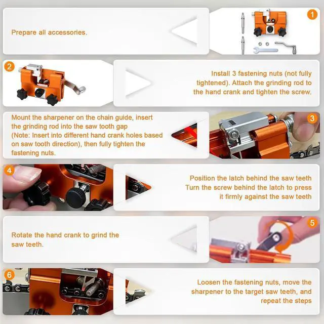 Alt view image 6 of 7 - Hand Crank Chain Saw Sharpener Tool, Chain Saw Sharpener Tool, Portable Hand Crank Chainsaw Chain Sharpener Set, Portable Household Hardware Tool, for Chain Sharpening