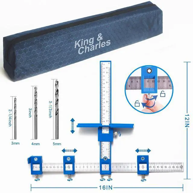 Alt view image 2 of 6 - Cabinet Hardware Jig&3pcs Point Wood Drill Bits