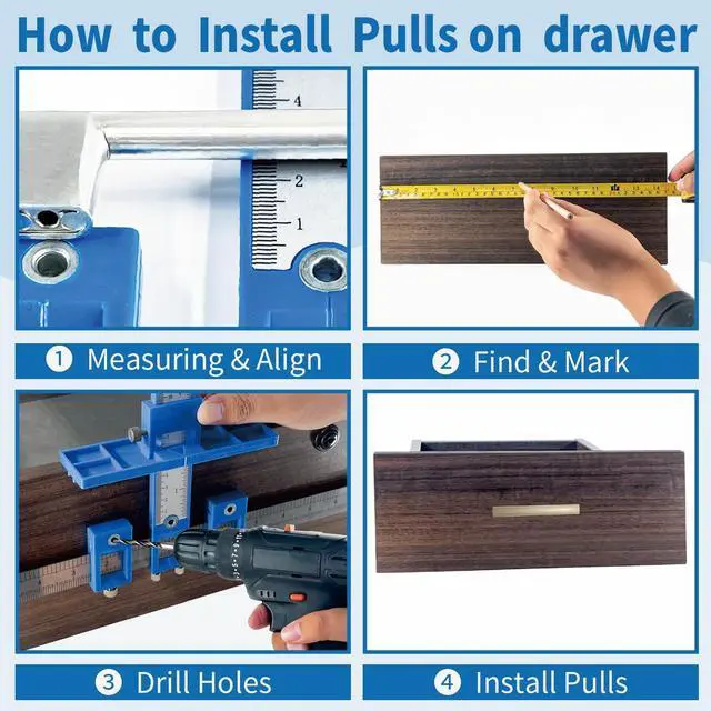 Alt view image 4 of 6 - Cabinet Hardware Jig&3pcs Point Wood Drill Bits