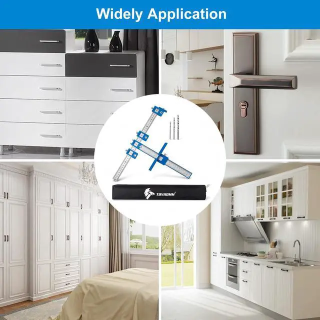 Alt view image 6 of 6 - Cabinet Hardware Jig, Punch Locator Drill Guide,Wood Drilling Dowelling Guide for Installation of Handles Knobs on Doors and Drawer, Cabinet Template Tool for Handles and Pulls