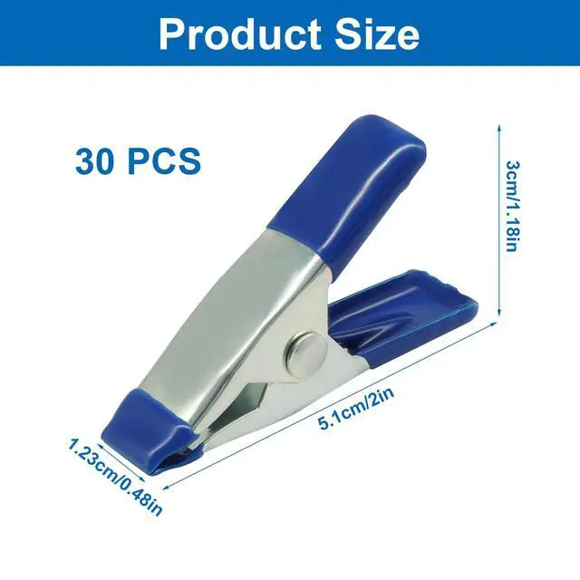 Alt view image 2 of 5 - 30 Pcs Heavy Duty Metal Spring Clamps, 2 Inch, Blue