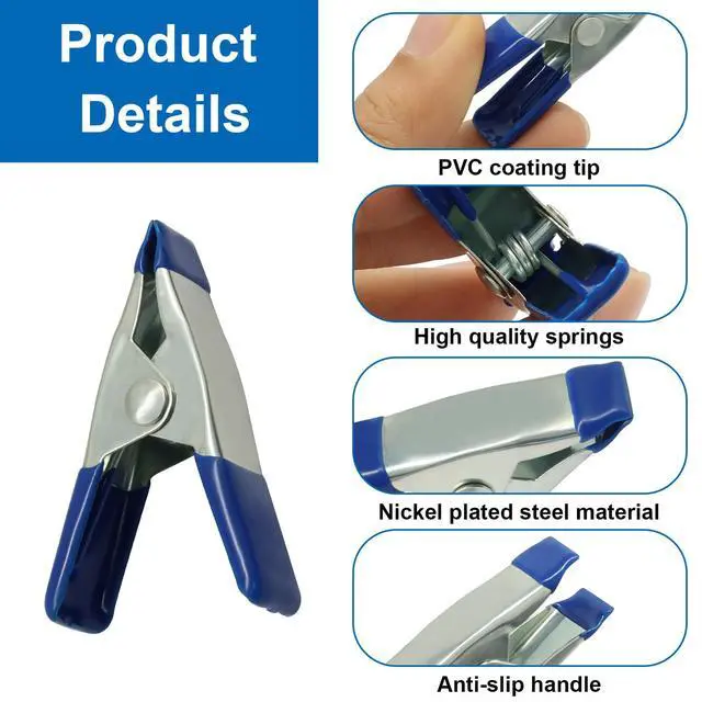 Alt view image 3 of 5 - 30 Pcs Heavy Duty Metal Spring Clamps, 2 Inch, Blue