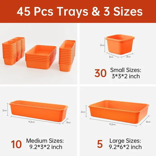 Alt view image 3 of 6 - 45 Pack Tool Box Organizer Tool Tray Dividers, Toolbox Drawer Organizers Storage Trays for Rolling Tool Chest, Work Bench Cabinet Bins, Hardware Parts Screw Nut Bolt Small Tools Organization - Orange