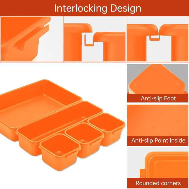 Alt view image 4 of 6 - 45 Pack Tool Box Organizer Tool Tray Dividers, Toolbox Drawer Organizers Storage Trays for Rolling Tool Chest, Work Bench Cabinet Bins, Hardware Parts Screw Nut Bolt Small Tools Organization - Orange