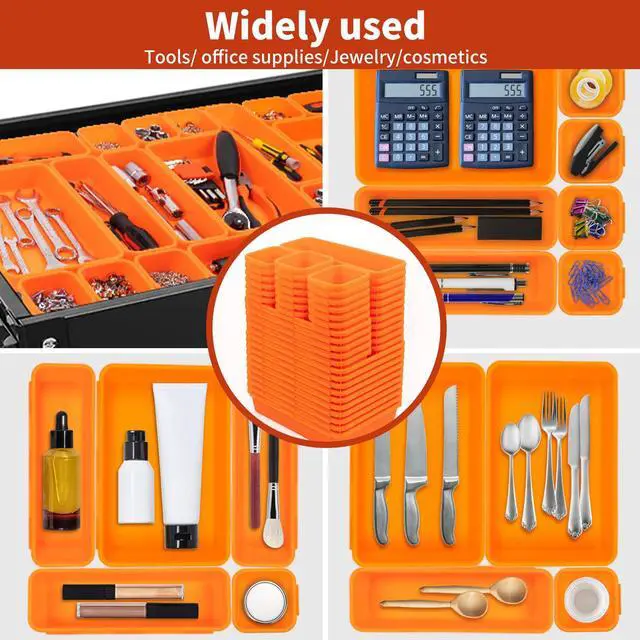 Alt view image 5 of 6 - 45 Pack Tool Box Organizer Tool Tray Dividers, Toolbox Drawer Organizers Storage Trays for Rolling Tool Chest, Work Bench Cabinet Bins, Hardware Parts Screw Nut Bolt Small Tools Organization - Orange