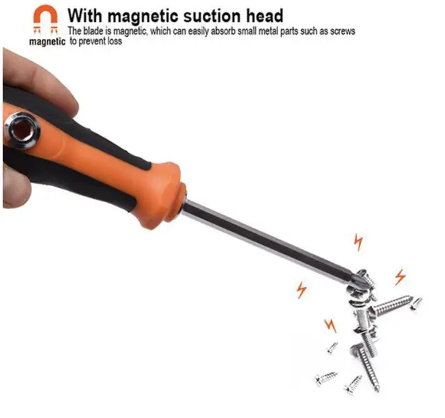 Alt view image 2 of 5 - Reversible Screwdriver 2 in 1 - Phillips and Slotted Screwdriver - Heavy Duty CrV Steel with Ergonomic Handle with Side Hole Hold Option for More Torque - Magnetic Head - PH2 / SL6