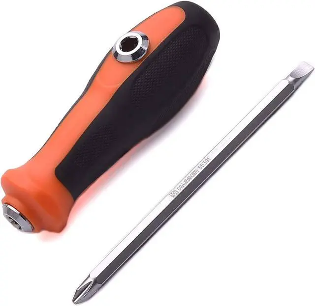 Alt view image 5 of 5 - Reversible Screwdriver 2 in 1 - Phillips and Slotted Screwdriver - Heavy Duty CrV Steel with Ergonomic Handle with Side Hole Hold Option for More Torque - Magnetic Head - PH2 / SL6