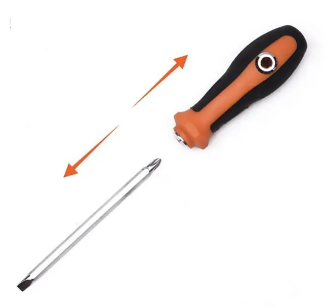 Main image of Reversible Screwdriver 2 in 1 - Phillips and Slotted Screwdriver - Heavy Duty CrV Steel with Ergonomic Handle with Side Hole Hold Option for More Torque - Magnetic Head - PH2 / SL6