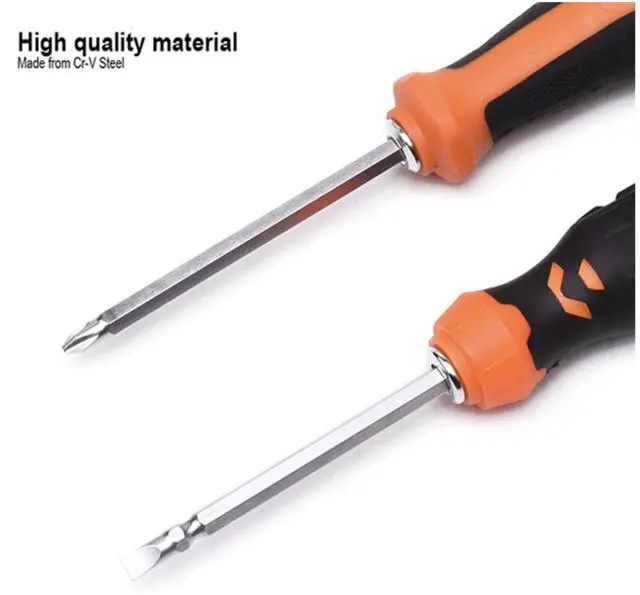 Alt view image 3 of 5 - Reversible Screwdriver 2 in 1 - Phillips and Slotted Screwdriver - Heavy Duty CrV Steel with Ergonomic Handle with Side Hole Hold Option for More Torque - Magnetic Head - PH2 / SL6