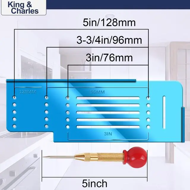 Alt view image 3 of 6 - Cabinet Hardware Template&Center Punch for Handles Knobs Pulls