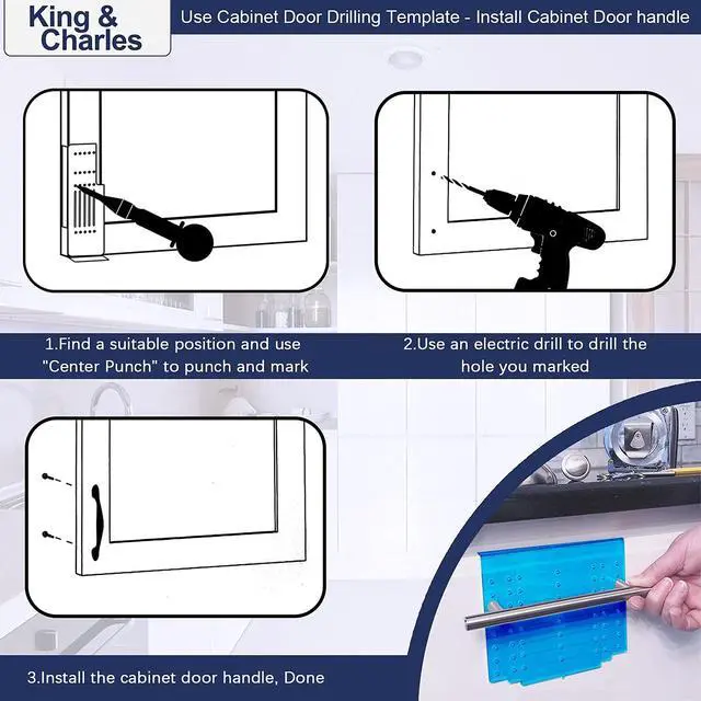 Alt view image 6 of 6 - Cabinet Hardware Template&Center Punch for Handles Knobs Pulls