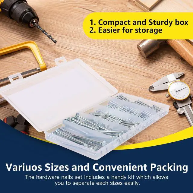 Alt view image 3 of 7 - 400pcs Hardware Nails for Hanging Pictures,Up to 2 inch long, Finishing Nails Assortment Kit for Wall Art Decor, Small Nails for home use,5 sizes Picture Hanging Nails, Wall Nails,Wood Nails