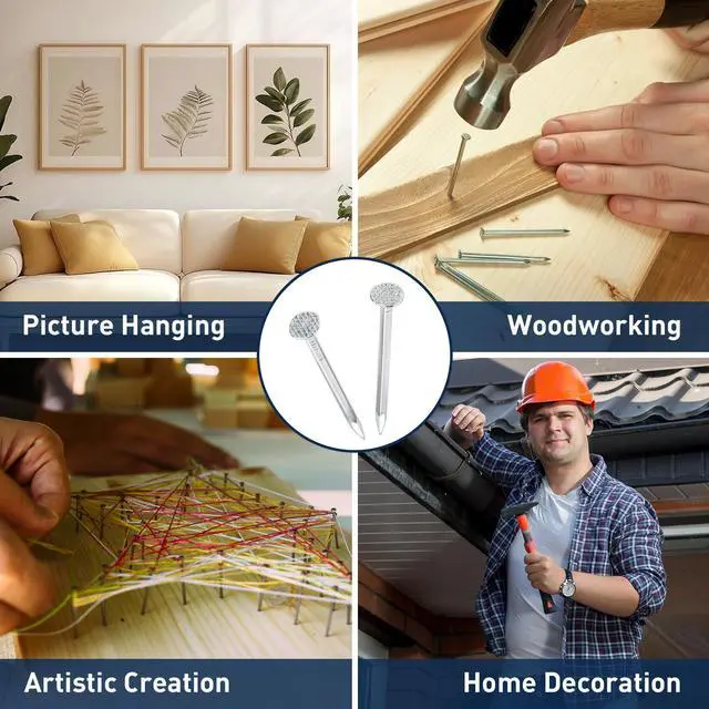 Alt view image 6 of 7 - 400pcs Hardware Nails for Hanging Pictures,Up to 2 inch long, Finishing Nails Assortment Kit for Wall Art Decor, Small Nails for home use,5 sizes Picture Hanging Nails, Wall Nails,Wood Nails