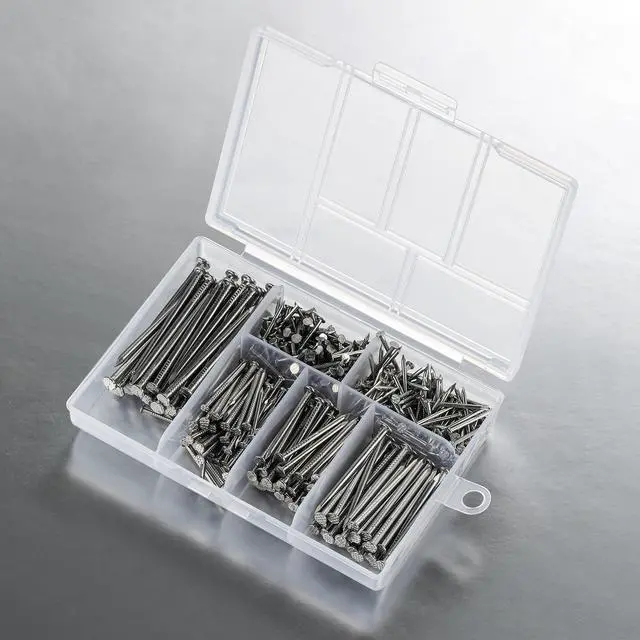 Alt view image 2 of 5 - 430pcs Stainless Steel 304 Nails Kit, Hanging Nails Kit, Wall Nails Kit, Dowels Kit, Long Nails Kit