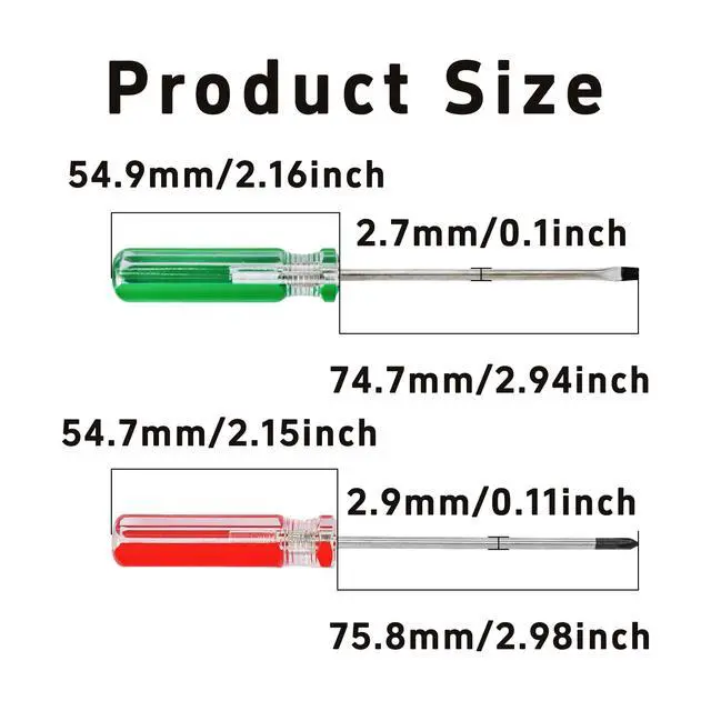 Alt view image 2 of 7 - 4Pcs 3mm Magnetic Screwdriver Set, Phillips and Slotted Head Tips with 3 inch Steel Shaft, Professional Hand Tools for Computer Electronics Home Repair