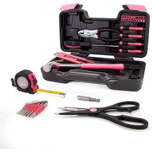 Alt view image 2 of 7 - 39-Piece Hardware Combination Tool Set, Carbon Steel Manual Toolboxmano para el hogar general con caja de herramientas de plástico estuche