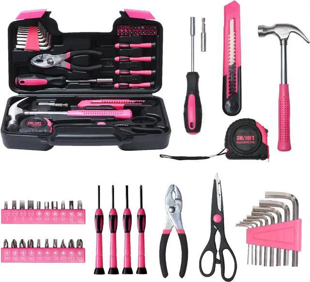 Main image of 39-Piece Hardware Combination Tool Set, Carbon Steel Manual Toolboxmano para el hogar general con caja de herramientas de plástico estuche