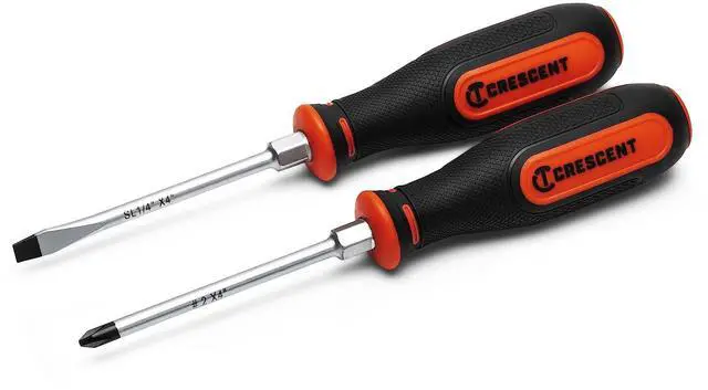 Main image of 2PC Dual Material Screwdriver Set with Phillips #2x4" and Slotted 1/4"x4" - CSDS2PCSET