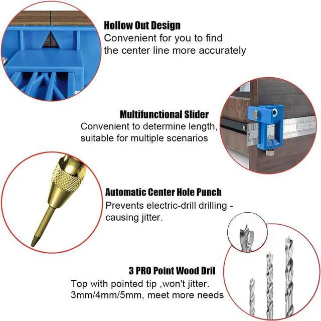 Alt view image 2 of 6 - Cabinet Hardware Jig&Auto Center Punch&Point Drill Bits
