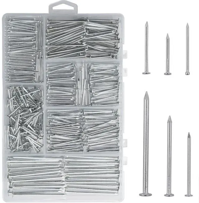 Main image of 376PCS Galvanized Nails Kit with Storage Box, 6 Sizes for Hanging Pictures