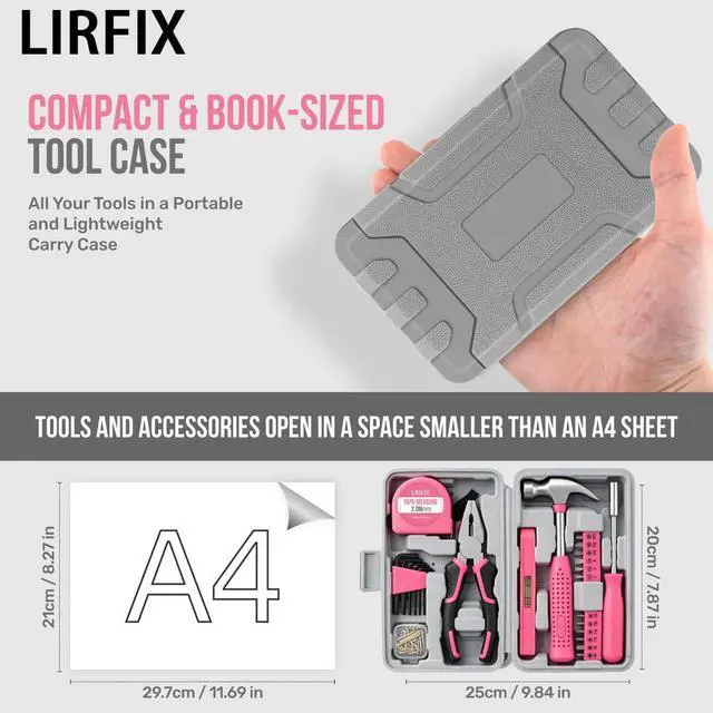 Alt view image 3 of 7 - 24PCS Mini Compact Pink Household Hardware Tool Set, Beginner Basic DIY Small Repair Tool Kit for Women, Home Assembly Mainten ance Hand Tools, Premium Gift Set for Household Daily Repairs