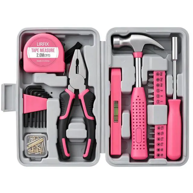 Alt view image 5 of 7 - 24PCS Mini Compact Pink Household Hardware Tool Set, Beginner Basic DIY Small Repair Tool Kit for Women, Home Assembly Mainten ance Hand Tools, Premium Gift Set for Household Daily Repairs