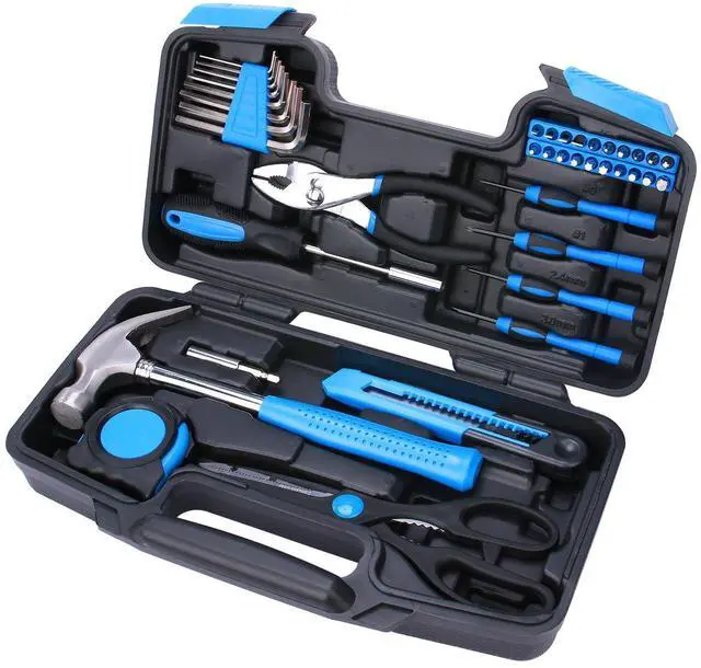 Main image of 40-Piece All Purpose Household Tool Kit Includes All Essential Tools for Home, Garage, Office and College Dormitory Use