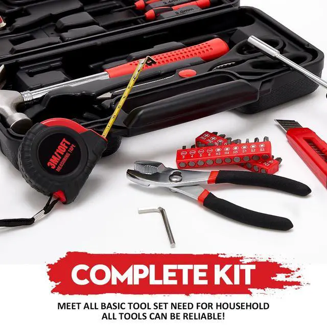 Alt view image 7 of 7 - 39-Piece Home Tool Set Durable Household Hand Tool Kit with Hammer, Screwdrivers, Pliers, Wrench, Hex Keys & More Compact Storage Case for Home Repairs, DIY & Maintenance