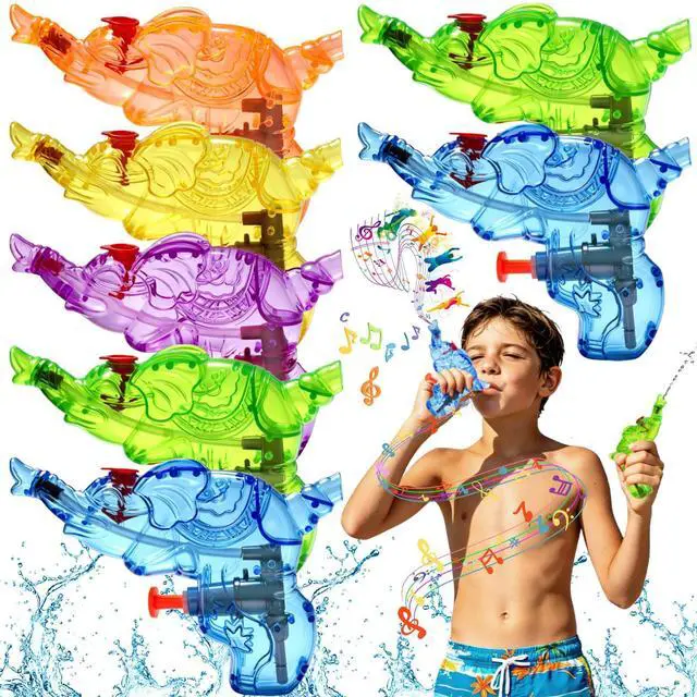 Main image of 32 Pcs Mini Elephant Water Gun with Whistle, Colorful Mini Squirt Blaster, Kids Toy for Summer Beach, Pool Party Favors & Outdoor Water Fight Games