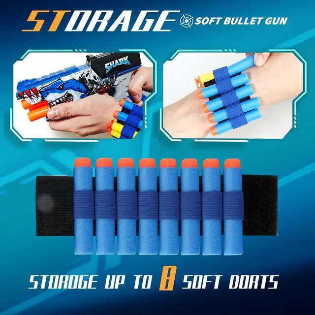 Alt view image 4 of 6 - 2 Pack Doodle Blaster Guns Boys for Toy, Shark & Lion Toys Birthday Gifts for Kids,Gun Toys Christmas Stocking Stuffing Party Supplies, 80 Soft Foam Darts Bullets,6 Targets & 2 Wrist Strap.