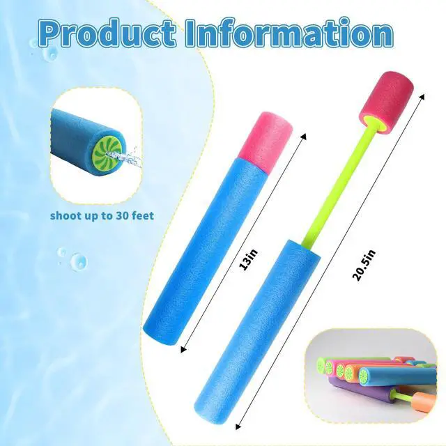 Alt view image 6 of 7 - 6 Pack Water Guns, 13 Inch Fun Foam Squirt Guns for Kids & Adults,Summer Swimming Pool Beach Sand Water Fighting Toys Party Favors