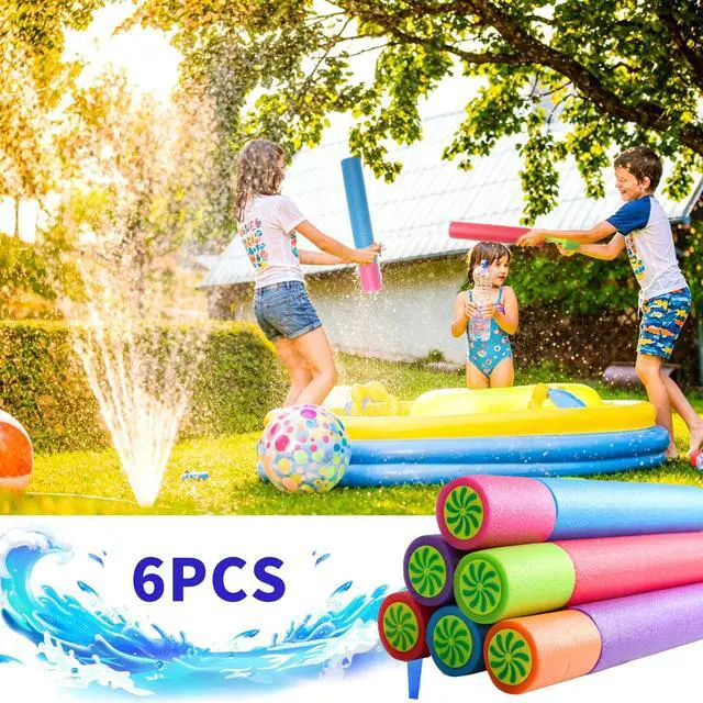 Alt view image 2 of 7 - 6 Pack Water Guns, 13 Inch Fun Foam Squirt Guns for Kids & Adults,Summer Swimming Pool Beach Sand Water Fighting Toys Party Favors