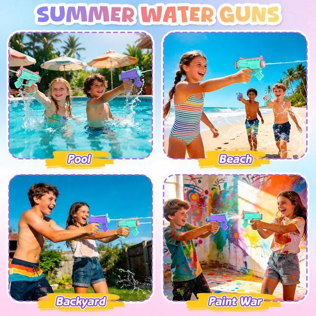 Alt view image 6 of 6 - 2 Pack Water Gun Squirter for Kids Squirt Gun for Girls Pool Toys