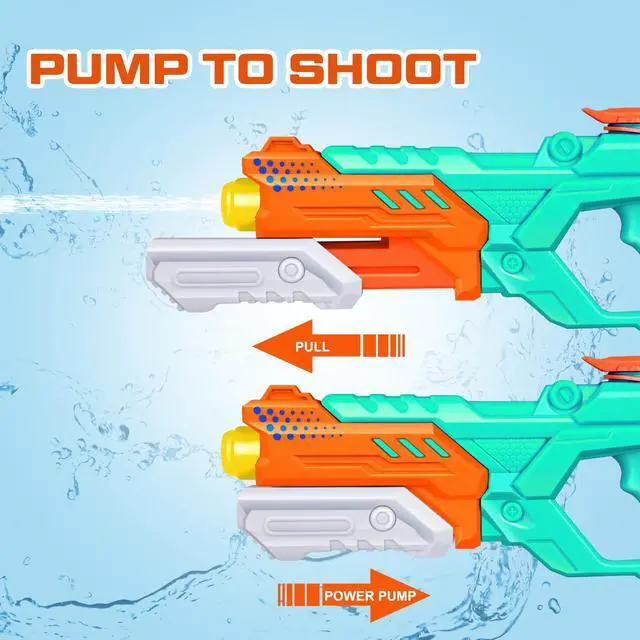 Alt view image 4 of 7 - 600cc Water Guns for Kids & Adults - 4 Pack Super Squirt Blasters Soaker with Long Range, High Capacity Pump Action, Summer Swimming Beach Outdoor Water Fighting Play Pool Toys for Boys Girls