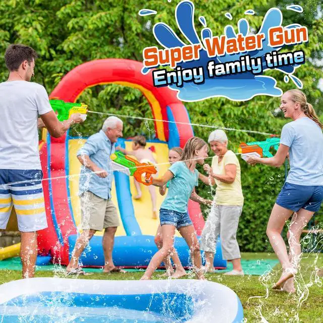 Alt view image 7 of 7 - 600cc Water Guns for Kids & Adults - 4 Pack Super Squirt Blasters Soaker with Long Range, High Capacity Pump Action, Summer Swimming Beach Outdoor Water Fighting Play Pool Toys for Boys Girls