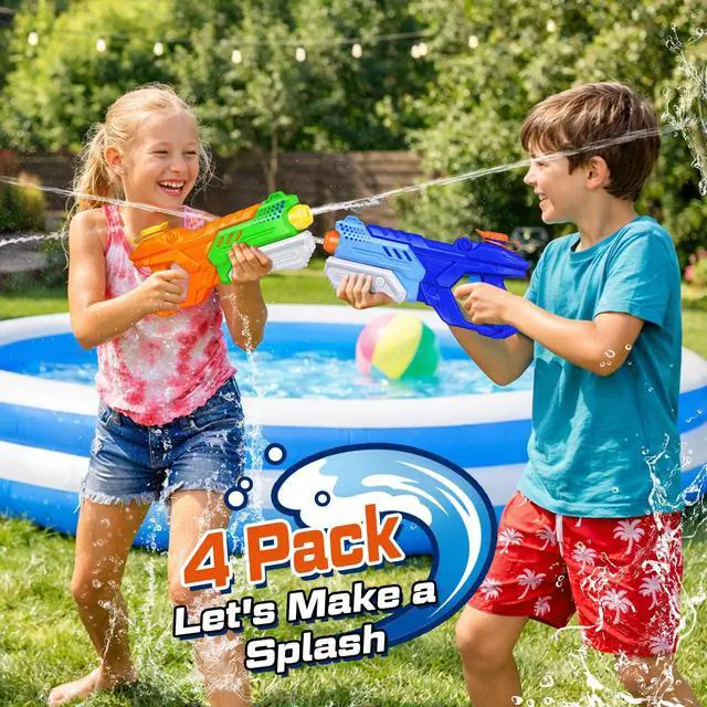 Alt view image 6 of 7 - 600cc Water Guns for Kids & Adults - 4 Pack Super Squirt Blasters Soaker with Long Range, High Capacity Pump Action, Summer Swimming Beach Outdoor Water Fighting Play Pool Toys for Boys Girls