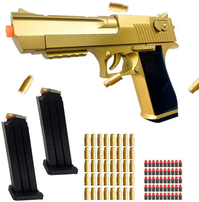 Main image of Safe Toy Pistol for Outdoor Play - Shell Ejecting Toy Blaster, Realistic Slide Action, 50 Soft Bullets & 40 Shells, ASTM Certified